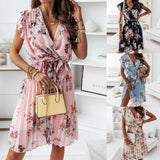 Nina Parker Graffiti Dress Ruffled Short Sleeves Dress