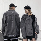 Men Denim Coat Jean Jackets Vintage Distressed Embroidered Denim Jacket Men's Loose Street Lapel Workwear Jacket
