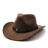 Cowboy Hats Western Cowboy Hat Woolen Jazz Top Hat Male Ladies' National Style Broad-Brimmed Hat