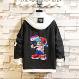 Comic Denim Jacket Man and Woman Cartoon Patterned Denim Jacket