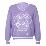 Preppy Aesthetic Sweater Heart V-neck Loose Fashion Knitwear