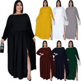 Nina Parker plus Size Dresses Slit Loose Casual Dress Set