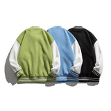 Blue Varsity Jacket Autumn Color Matching Printed Jacket