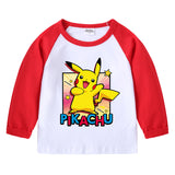 Children Pokemon Pikachu Hoodie Spring and Autumn T-shirt round Neck Long Sleeve Cotton Finger