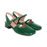 Flat Dress Sandals Women's Spring and Summer Low Heel Large Size Buckle Sandals