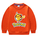 Children Pokemon Pikachu Hoodie Spring and Autumn Solid Color round Neck Sweater