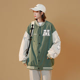 White Varsity Jacket Spring and Autumn Coat Women's Harajuku Style Loose Sports Baseball Uniform All-Match Top Jacket
