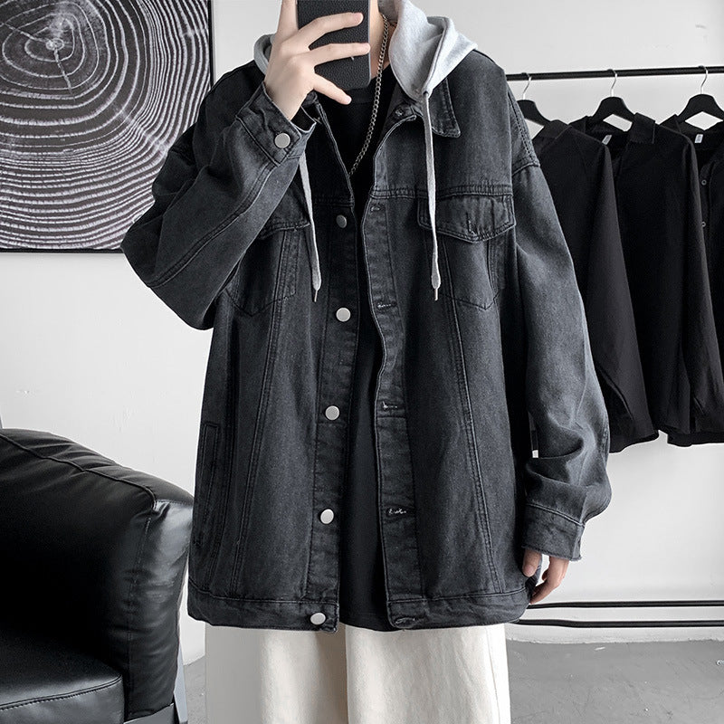 Men Denim Jacket Men's Spring and Autumn Loose Jacket Casual Jacket