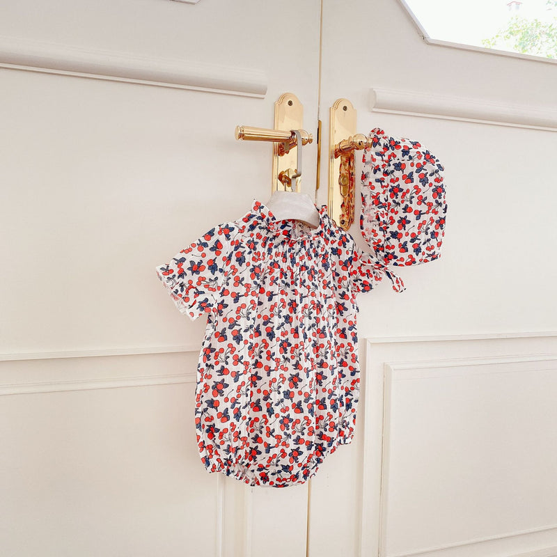 Summer Rompers Cherry Print Cute Short Sleeve Romper