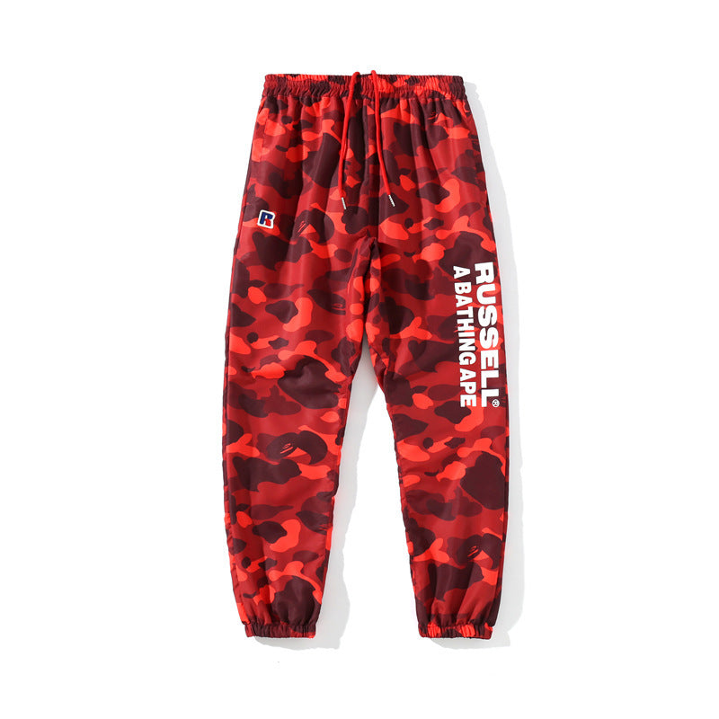 Shark Print Pant Fashion Brand Camouflage Letters Printed Casual Trousers Sweatpants