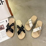 Women Open Toe Sandals Flats Large Size Flat Bottom Flip-Flops Casual Sandals