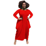 Nina Parker plus Size Dresses round Neck Long Sleeve Hem plus Size Dress