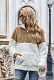 Women Winter Coats Autumn and Winter New Women 'S Clothing Leopard Splicing Pullover Fleece Sweatshirt Baggy Coat
