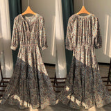 Daisy Buchanan Dress Vintage Printed Long Dress V-neck Dress