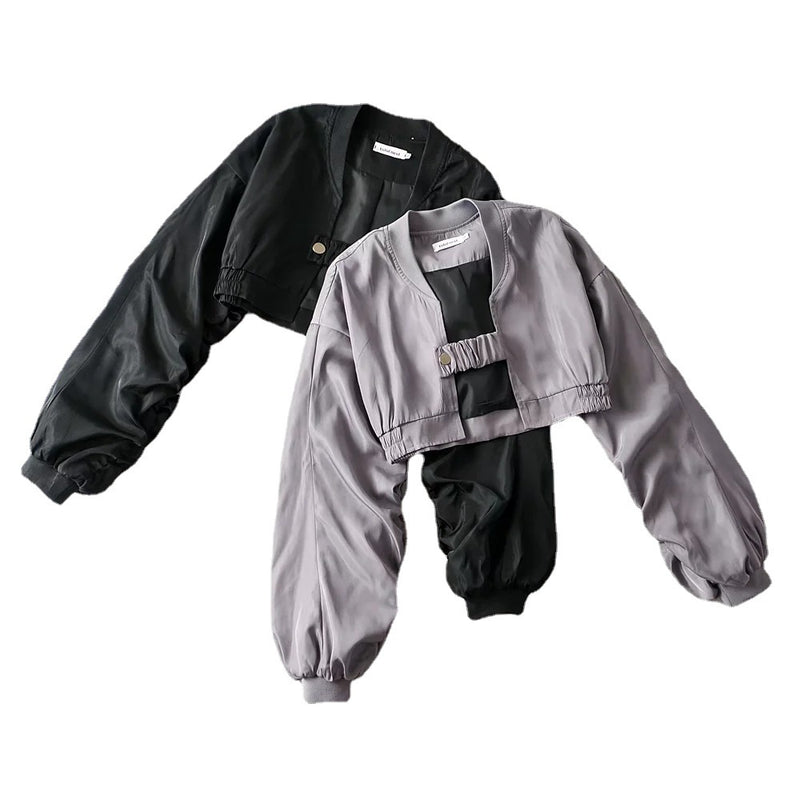 Brown Cropped Varsity Jacket Punk Motorcycle Jacket