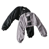 Brown Cropped Varsity Jacket Punk Motorcycle Jacket