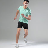 Sweat Wicking Shirt Sports T-shirt Fitness Solid Color Top Summer