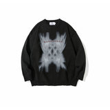 Mens Fall Outfits Retro Alphabet round Neck Knitted Jacket Oversize Pullover Sweater for Men and Women