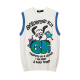 Men Sweater Vest Cartoon Anime Print Sweater Vest Men's Loose round Neck Sleeveless Sweater Vest