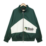 Rhude Hoodie Retro Patchwork Zip Men's and Women's Same Style Jacket Coat