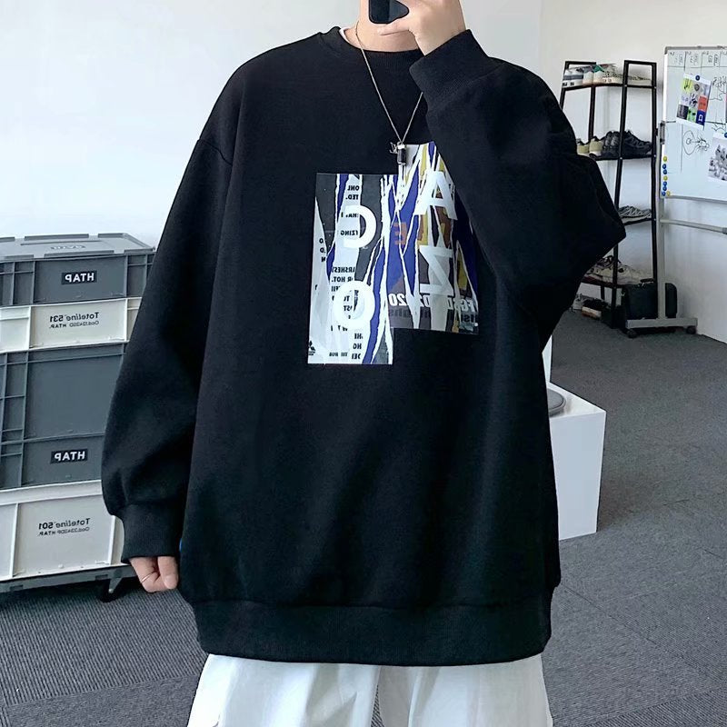 Men Sweatshirts round Neck Sweater Men's Spring and Autumn Long Sleeve Baggy Coat