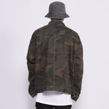 Men Denim Coat Jean Jackets Tooling Style Camouflage Denim Jacket Men's Loose Lapels Jacket Autumn Denim Coat