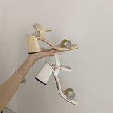 Nude Block Heel Peep Toe Mid Chunky Heel Sandals