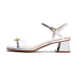 Nude Block Heels Closed Toe Sandals Summer High Heels Open Toe Casual Fashion