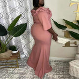 Nina Parker Black Dress plus Size Dress Ruffled Evening Gown