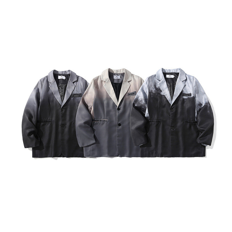 Mens Fall Outfits Vintage Tie-Dye Gradient Suit Jacket Men's Street Baggy Casual Jacket