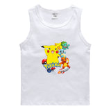 Children Pokemon Pikachu T Shirt Cotton Leisure Sports Sweat-Absorbent Vest