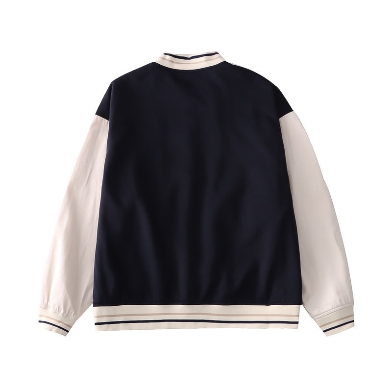 Baggy Jacket Casual Stand Collar Colorblock Baseball Uniform Jacket