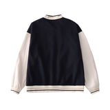 Baggy Jacket Casual Stand Collar Colorblock Baseball Uniform Jacket