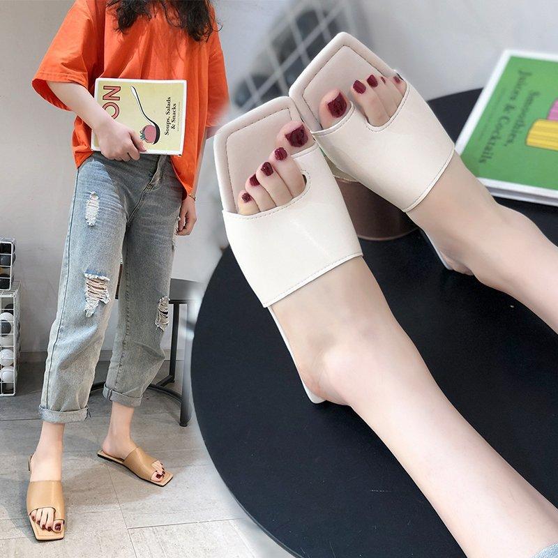 Women Open Toe Sandals Flats Summer Square Toe Flat Bottom Roman Style Sandals for Women
