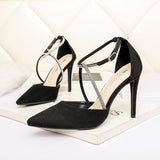 Nude Block Heels Closed Toe Sandals Stiletto Women's Shoes