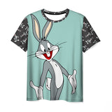 Bugs Bunny Shirt Digital Printed round Neck Short Sleeve Casual