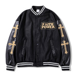 Mens Fall Outfits Color Matching Cartoon Flocking Embroidered Sports Baseball Uniform Men's Loose Casual Couple Coat