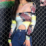 Music Festivals Rave Outfits Girls Tops Summer Women's Fashion Short T-shirt Women