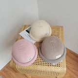 Beanies Solid Color Curling Dome Bucket Hat Women's Spring and Summer Cotton and Linen Painter Cap