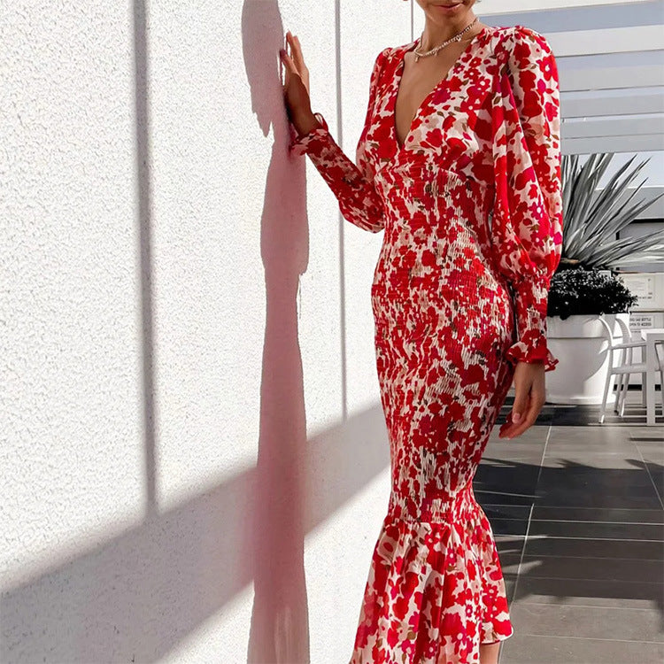 Emery Rose Dresses Autumn Printing Maxi Dress