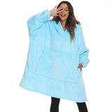Hoodies Blankets Winter Fleece-Lined Thickened Lazy Blanket Solid Color Large Pocket Home