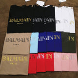 T Shirt Balmain T-shirt Short Sleeve Women's Clothing Cotton round Neck Letter Half Sleeve
