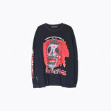 Mens Fall Outfits Skull Graffiti Printing Couple T-shirt Men and Women Oversize Long Sleeve