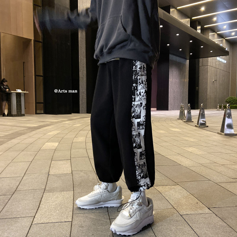 Men Pants Spring Men's Casual Loose Printed Student Sports