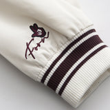 Beige Varsity Jacket Unisex Style Letter Embroidery Baseball Jacket Men's Coat