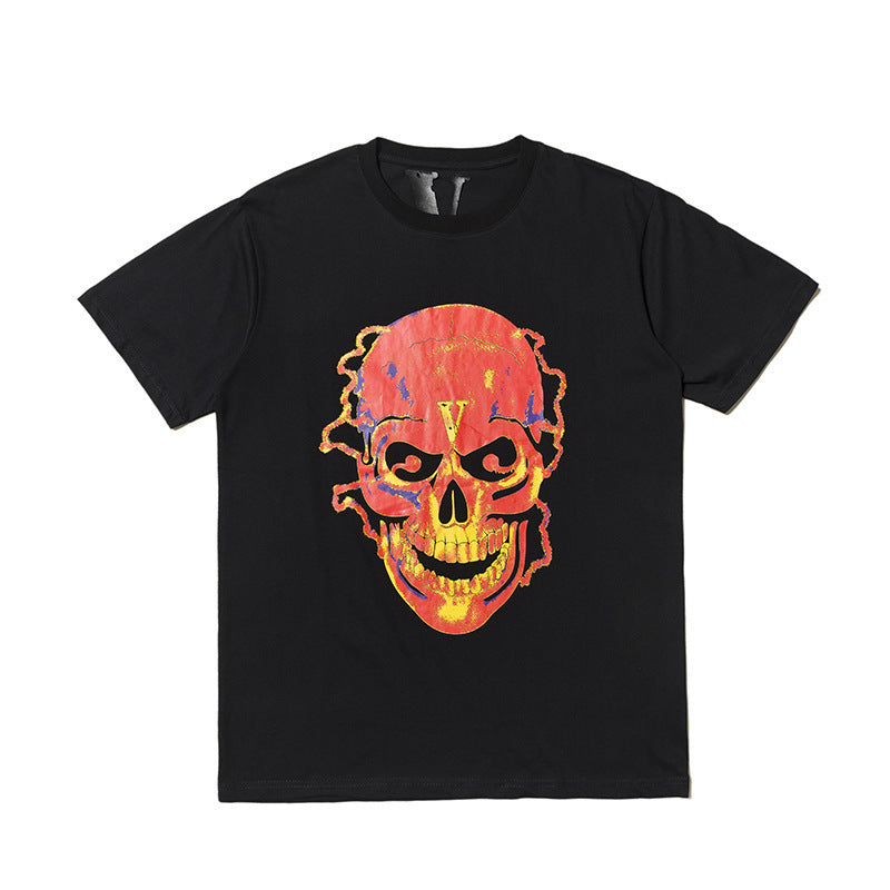 Skull Vlone Shirt Summer Printed Men's and Women's Short-Sleeved T-shirt