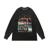 Mens Fall Outfits Hip Hop Retro Rapper Long Sleeve T-shirt Men And Women Street Round Neck Sweater