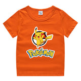 Children Pokemon Pikachu T Shirt Summer Short Sleeve Cotton Leisure Sports