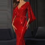 Olivia Wilde Dress Sexy Slit Sequined Evening Dress Long