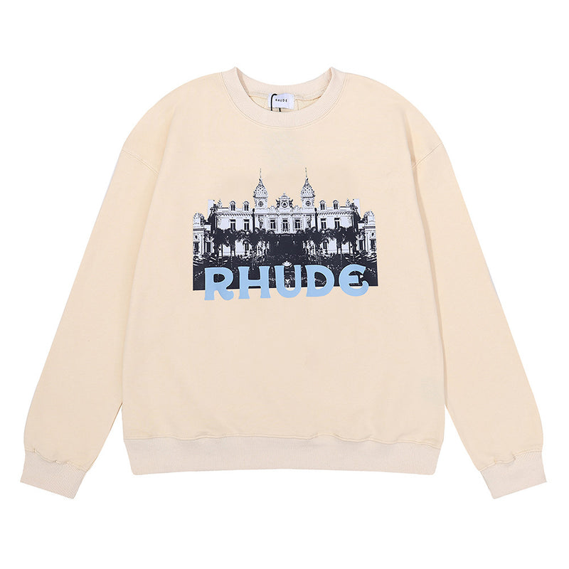 Rhude Hoodie Castle Print Casual round Neck Sweater
